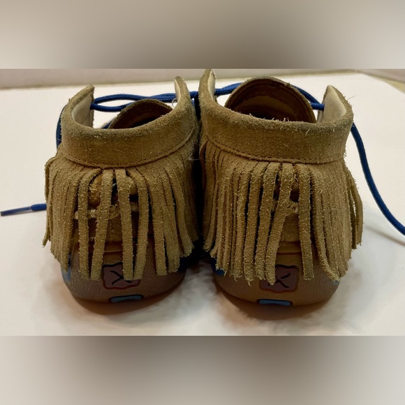 Youth size 2.5 Twisted X chukka driving mocs Aztec fringe lace up western serape - Picture 4 of 8